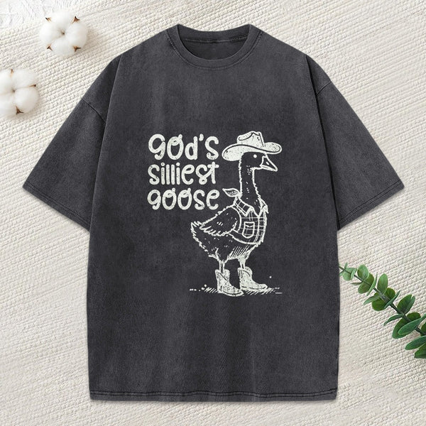 God'S Silliest Goose Christian Washed T-Shirt