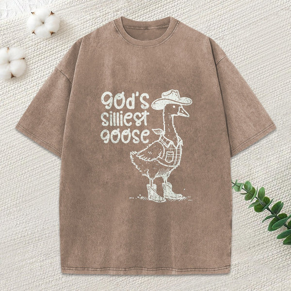 God'S Silliest Goose Christian Washed T-Shirt