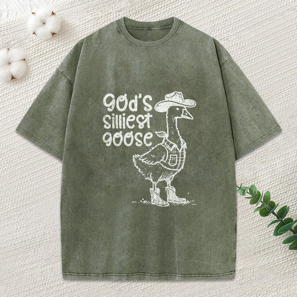 God'S Silliest Goose Christian Washed T-Shirt