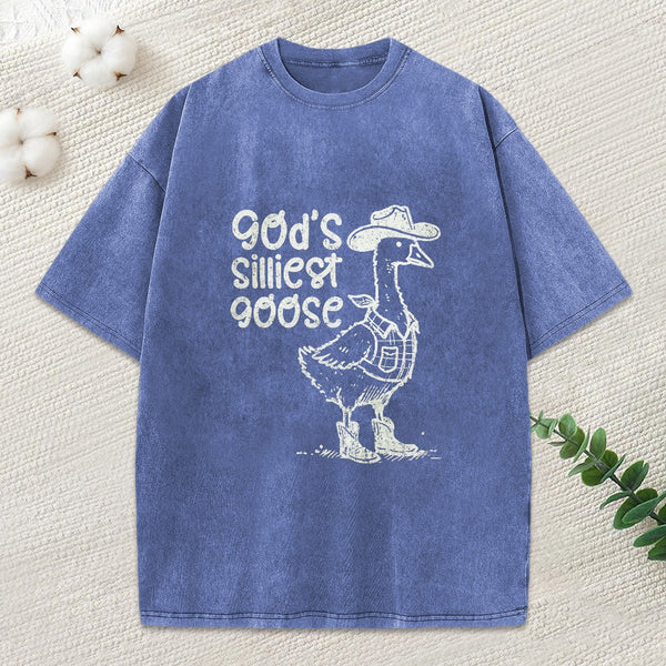 God'S Silliest Goose Christian Washed T-Shirt