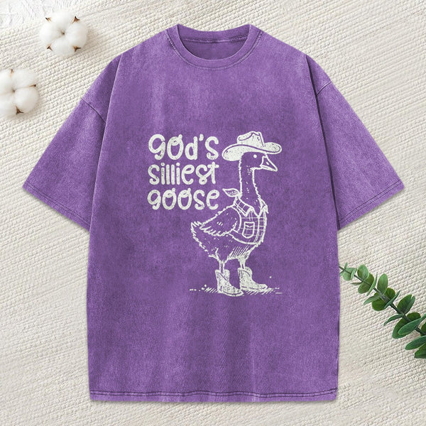 God'S Silliest Goose Christian Washed T-Shirt