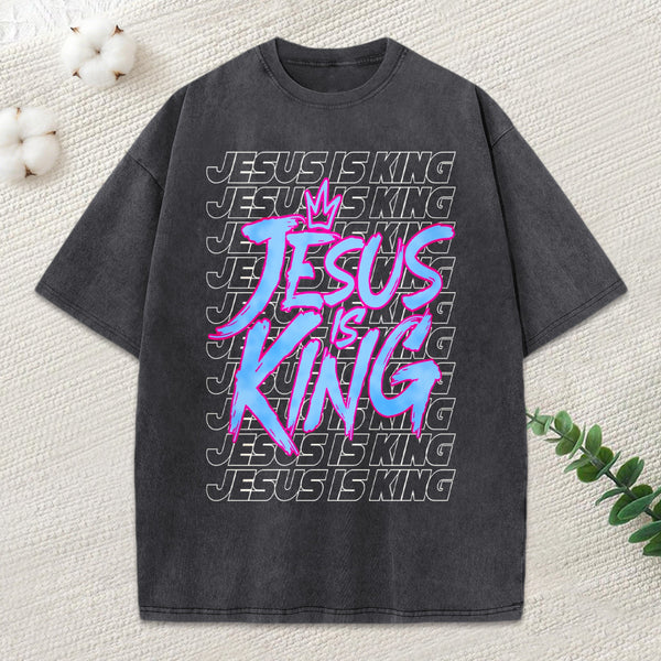 Jesus Is King Christian Washed T-Shirt