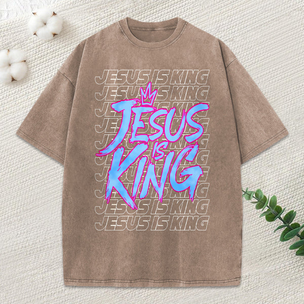 Jesus Is King Christian Washed T-Shirt