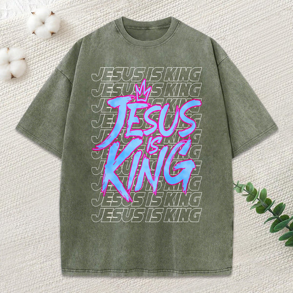 Jesus Is King Christian Washed T-Shirt