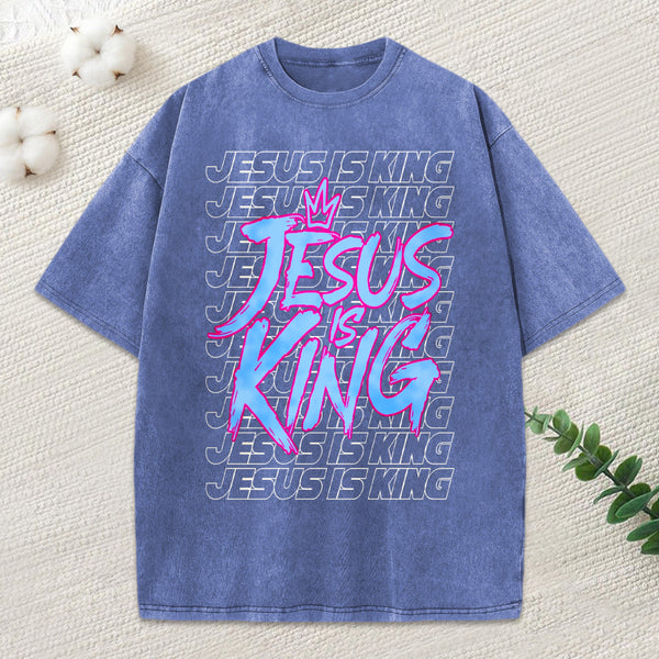 Jesus Is King Christian Washed T-Shirt
