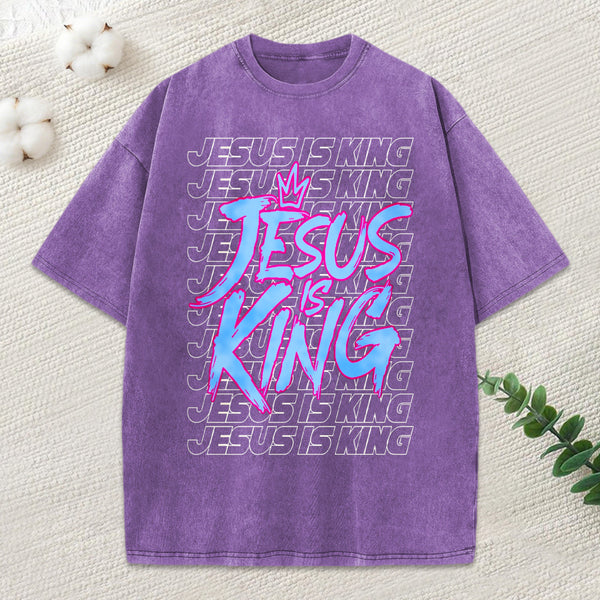 Jesus Is King Christian Washed T-Shirt