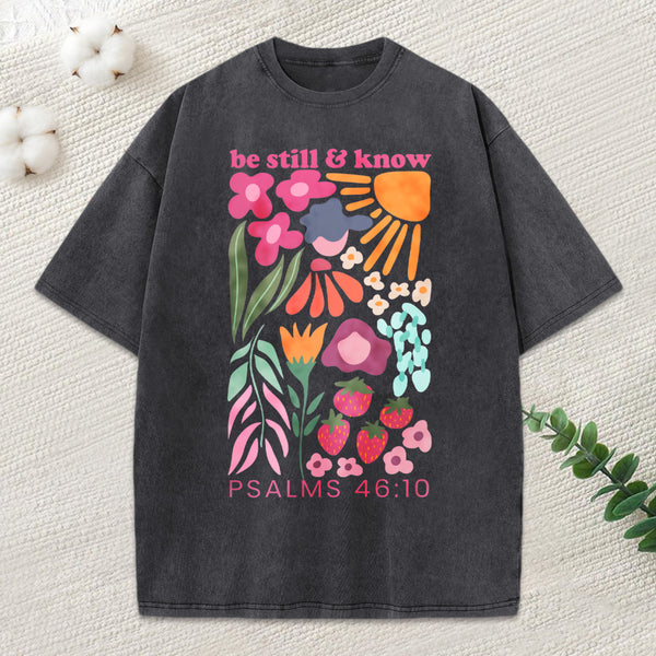Be Still And Know Boho Christian Washed T-Shirt