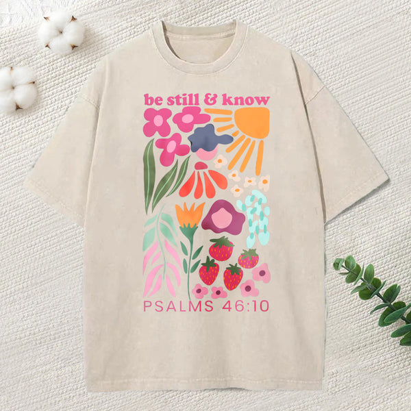 Be Still And Know Boho Christian Washed T-Shirt