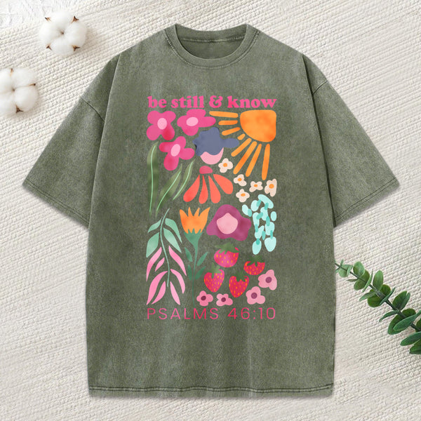 Be Still And Know Boho Christian Washed T-Shirt