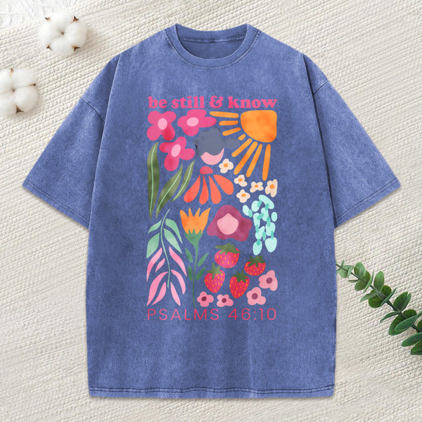 Be Still And Know Boho Christian Washed T-Shirt