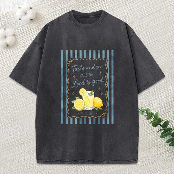 The Lord Is Good Christian Washed T-Shirt
