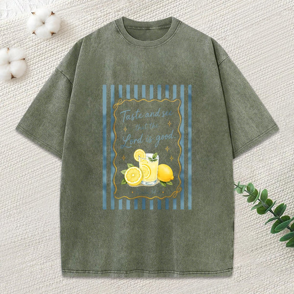The Lord Is Good Christian Washed T-Shirt