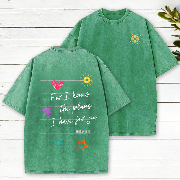 For I Know The Plans Christian Washed T-Shirt