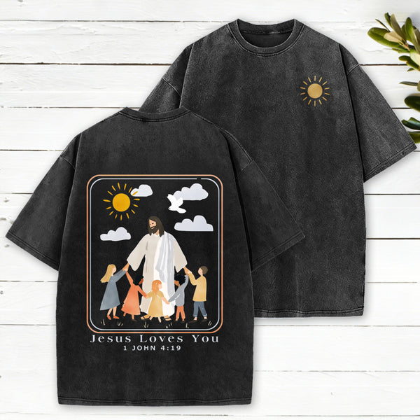 Jesus Loves You Christian Washed T-Shirt