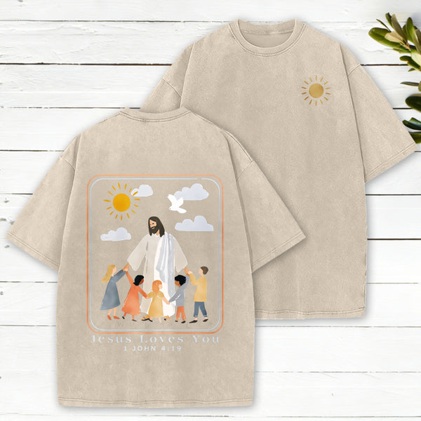 Jesus Loves You Christian Washed T-Shirt