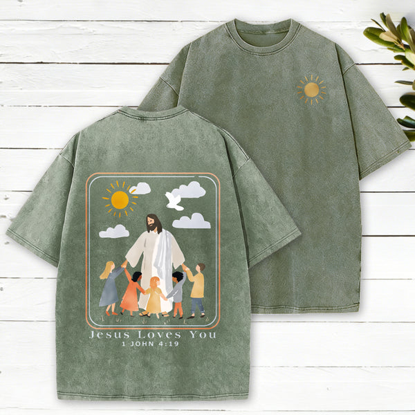 Jesus Loves You Christian Washed T-Shirt