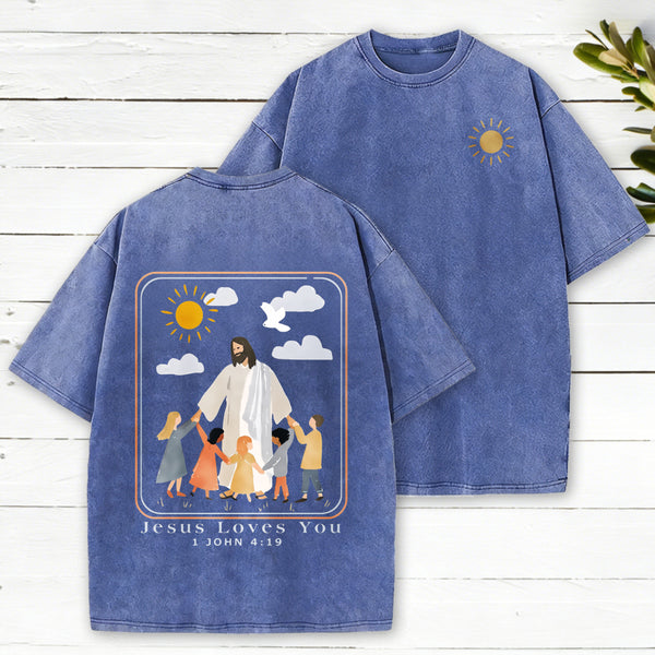 Jesus Loves You Christian Washed T-Shirt