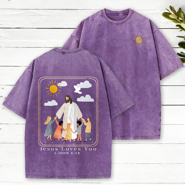 Jesus Loves You Christian Washed T-Shirt