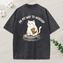 On My Way To Worship Christian Washed T-Shirt