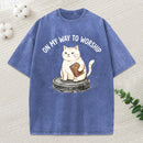 On My Way To Worship Christian Washed T-Shirt