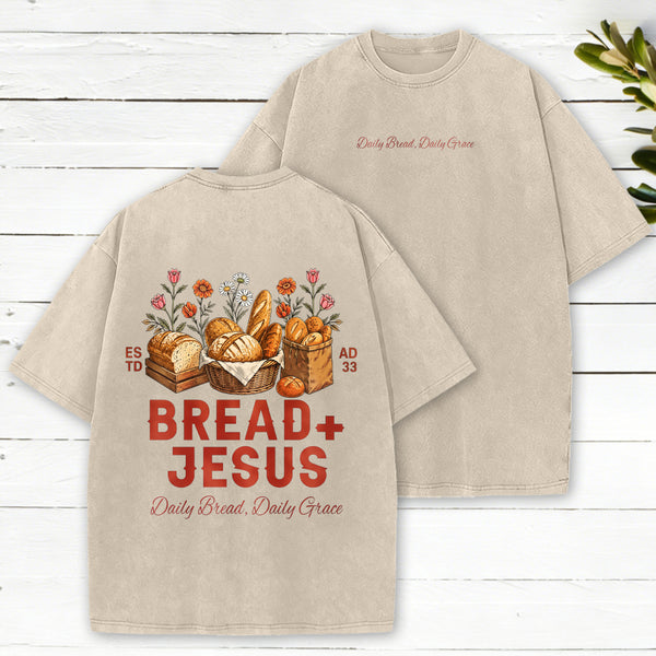 Daily Bread Daily Grace Christian Washed T-Shirt