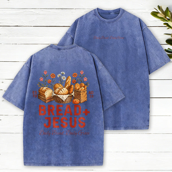 Daily Bread Daily Grace Christian Washed T-Shirt