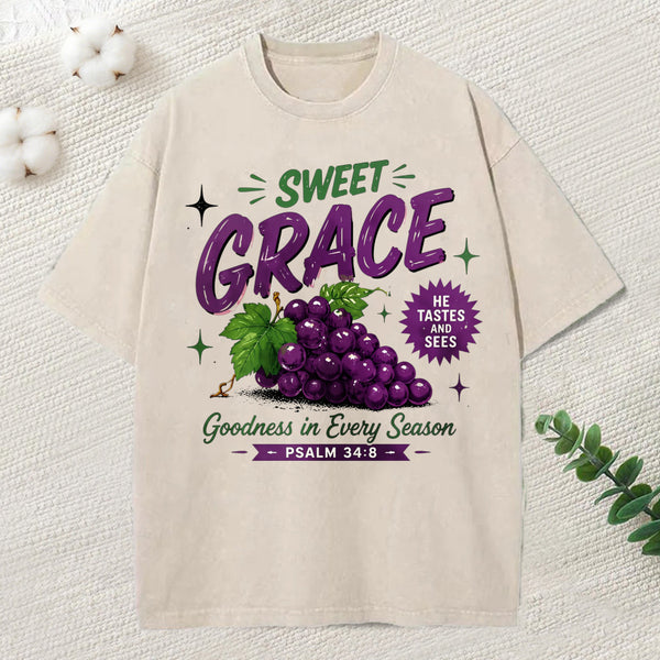 Sweet Grace Goodness In Every Season Christian Washed T-Shirt