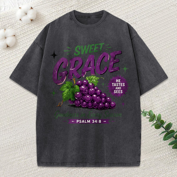 Sweet Grace Goodness In Every Season Christian Washed T-Shirt
