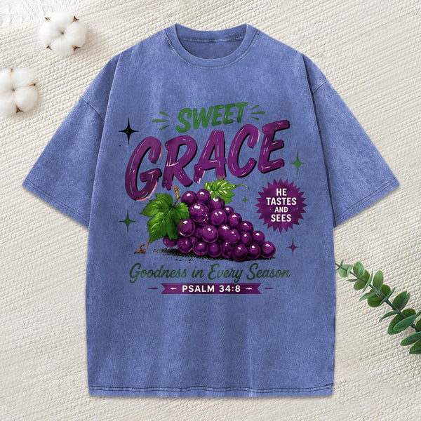 Sweet Grace Goodness In Every Season Christian Washed T-Shirt