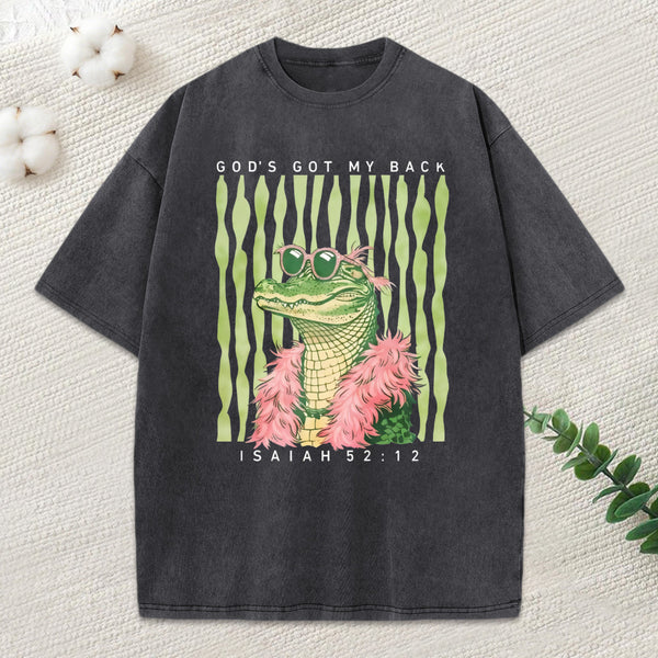 God'S Got My Back Christian Washed T-Shirt