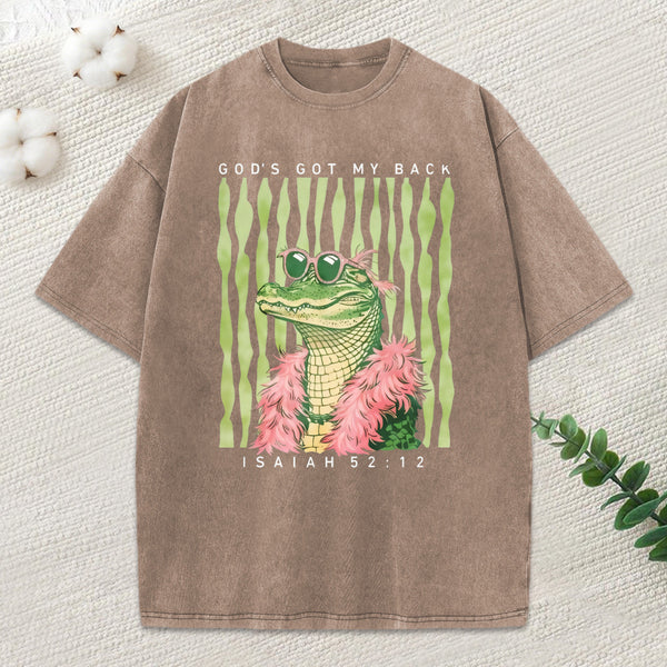 God'S Got My Back Christian Washed T-Shirt
