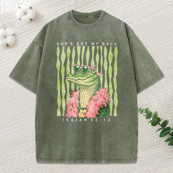 God'S Got My Back Christian Washed T-Shirt