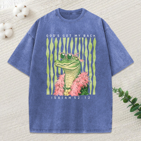 God'S Got My Back Christian Washed T-Shirt