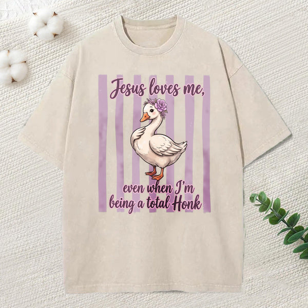 Jesus Loves Me Christian Washed T-Shirt