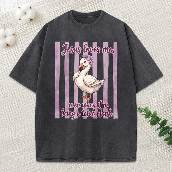 Jesus Loves Me Christian Washed T-Shirt