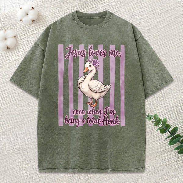 Jesus Loves Me Christian Washed T-Shirt