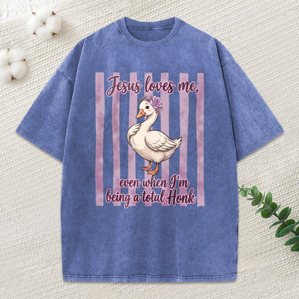 Jesus Loves Me Christian Washed T-Shirt
