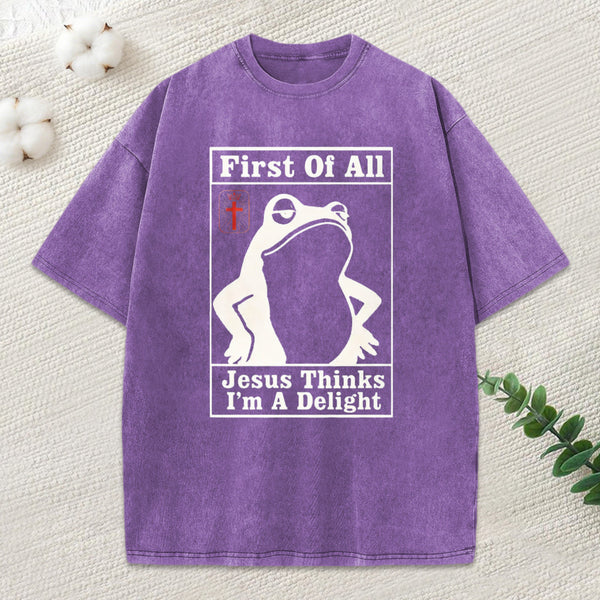 Jesus Thinks I'M A Delight Christian Washed T-Shirt