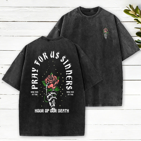Pray For Us Christian Washed T-Shirt