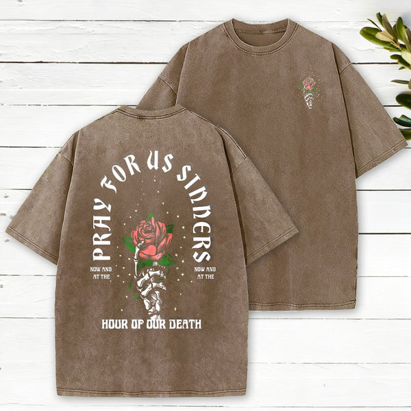 Pray For Us Christian Washed T-Shirt