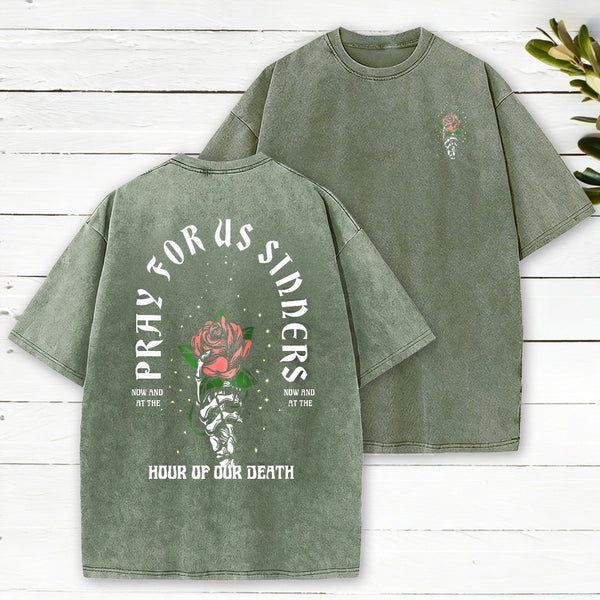 Pray For Us Christian Washed T-Shirt