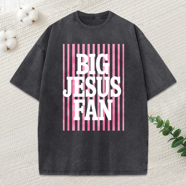 Big Jesus Fan Christian Washed T-Shirt