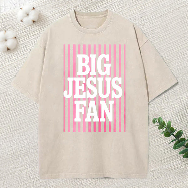 Big Jesus Fan Christian Washed T-Shirt