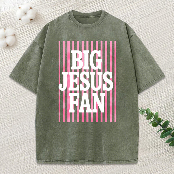 Big Jesus Fan Christian Washed T-Shirt
