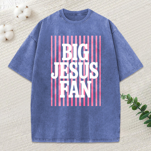 Big Jesus Fan Christian Washed T-Shirt