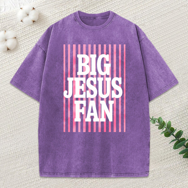 Big Jesus Fan Christian Washed T-Shirt