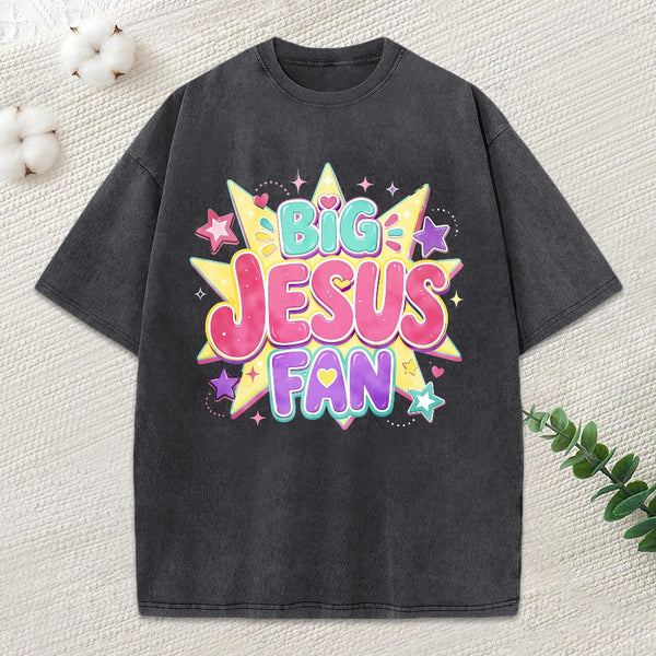 Big Jesus Fan Christian Washed T-Shirt