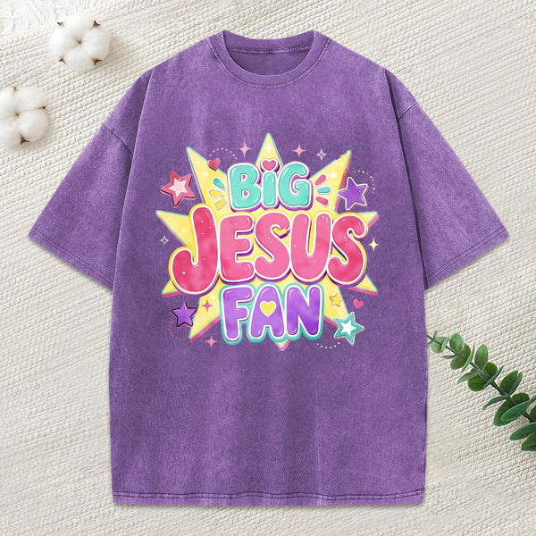 Big Jesus Fan Christian Washed T-Shirt