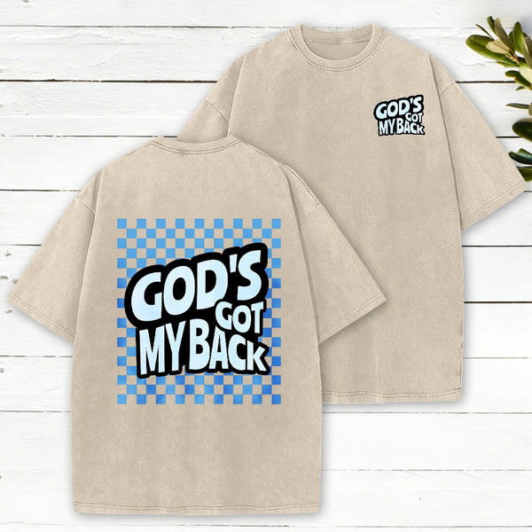 God'S Got My Back Christian Washed T-Shirt
