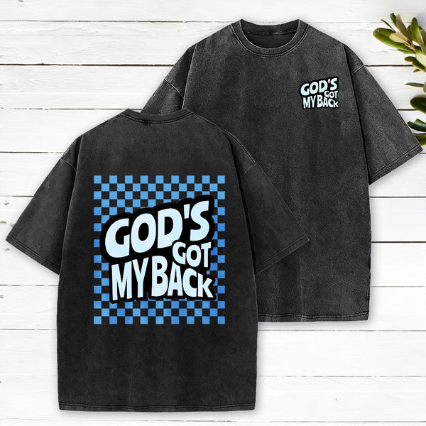 God'S Got My Back Christian Washed T-Shirt